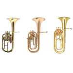 Image is a trio of baritone horns.