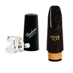 Image of Clarinet ligature, cap and mouthpiece.