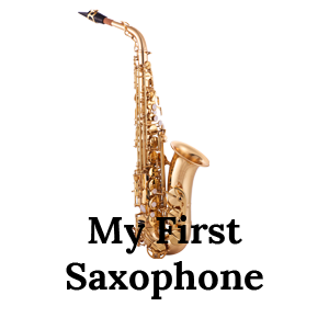 Image of the John Packer JP041 Alto sax and the text 'My First Saxophone'.