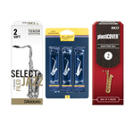 Image is a trio of different saxophone reeds.