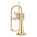 Image of the Yamaha YFH-631G Flugel horn and Yamaha logo.