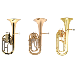 Image is a trio of baritone horns.