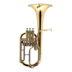 Image of the Besson BE152 tenor horn and logo.