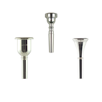 A selection of John Packer brass mouthpieces for trumpet, tuba and French horn.