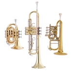Images of the John Packer JP159 Pocket Trumpet, JP051 Bb Trumpet and JP154 Piccolo Trumpet.